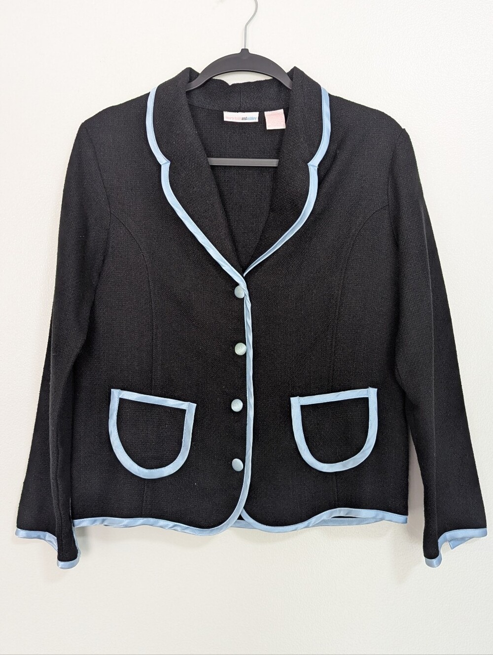 Vintage Y2K Mary-Kate and Ashley Size 14 1/2 Juniors Black & Blue Blazer Jacket